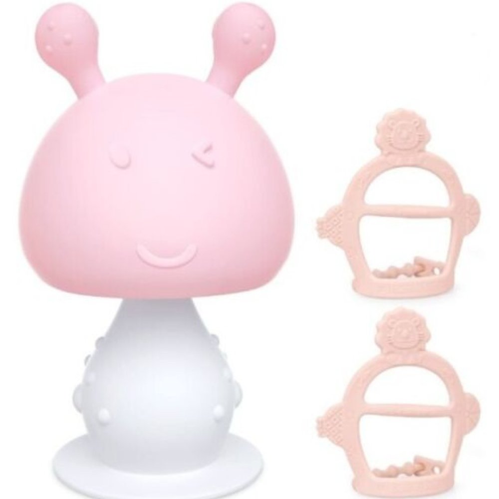 Titacare Pink Silicone Teether Baby Infant Teeth 3 pc. Set